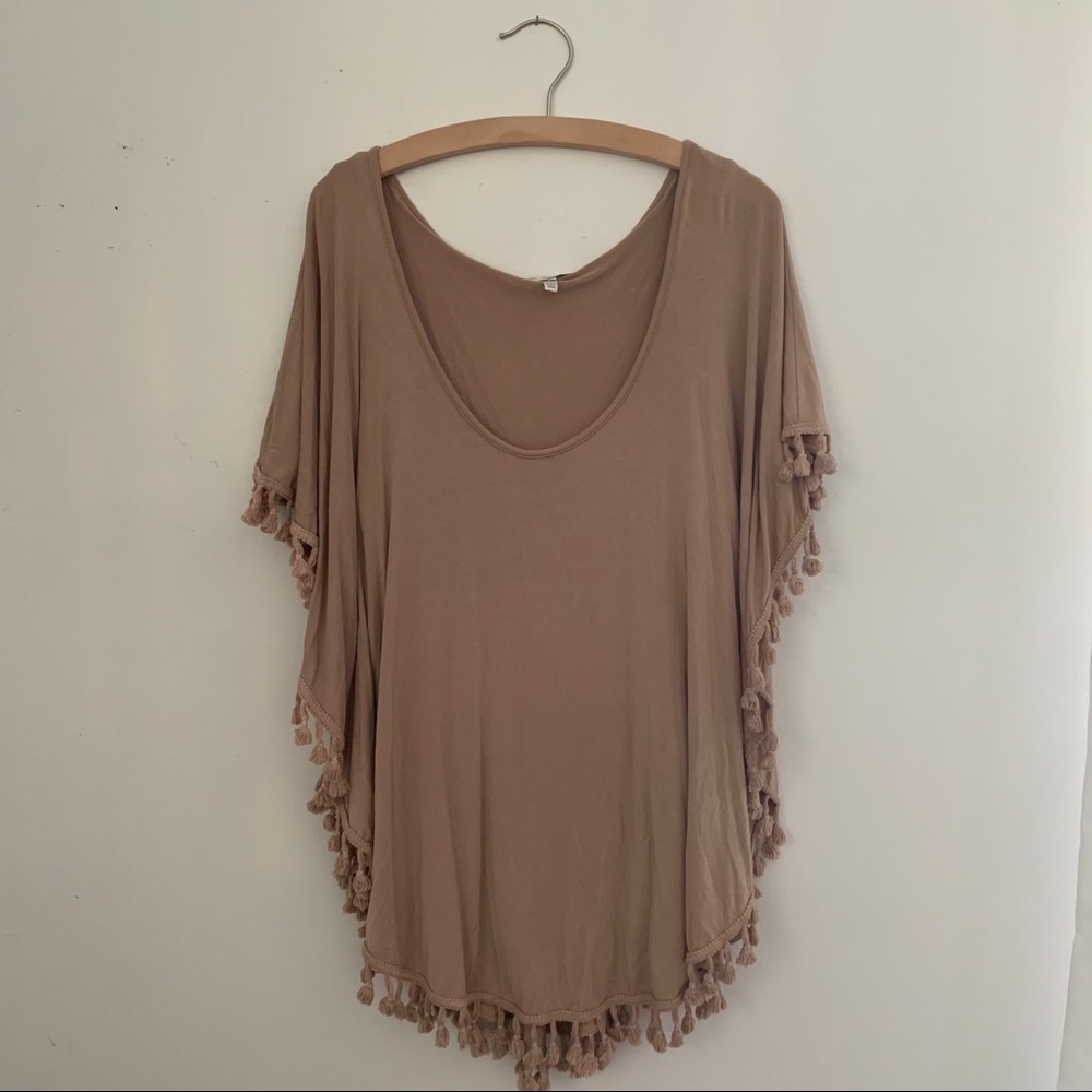 Anthropologie tassel poncho blouse